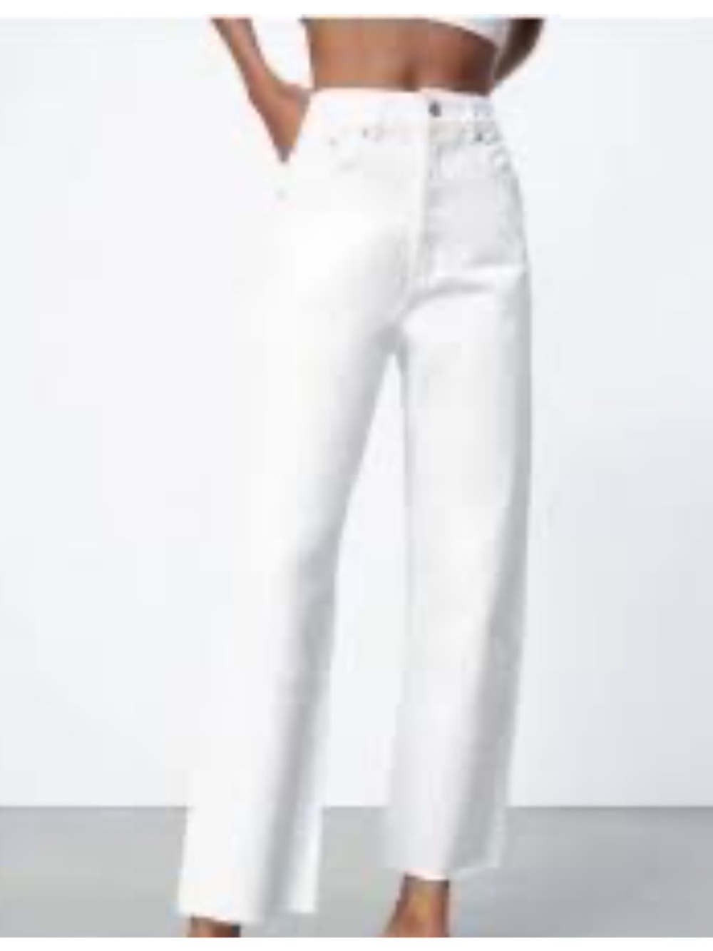 Zara White High-Rise Wide-Leg Jeans